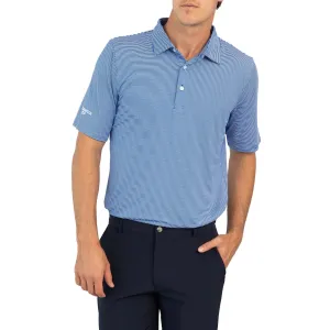 Glenmuir Torrence Micro Stripe Performance Golf Shirt - Ascot Blue/ White