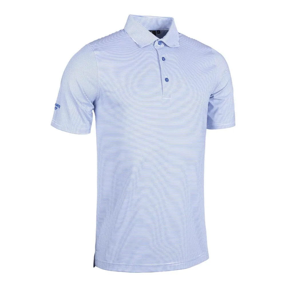 Glenmuir Torrence Micro Stripe Performance Golf Shirt - White/ Tahiti