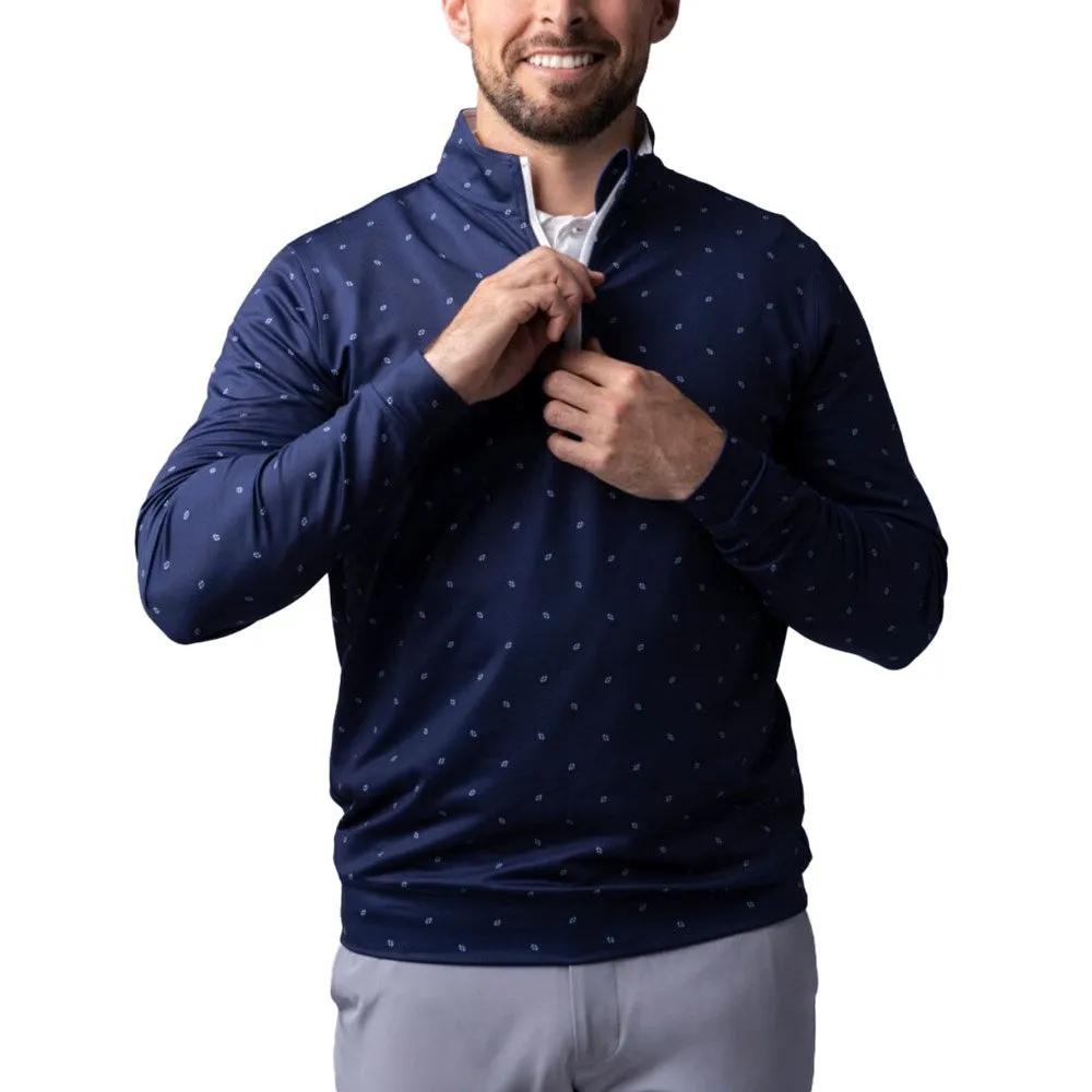 Glenmuir Wick Quarter Zip Lightweight Performance Golf Midlayer - Navy/ White Saltire Flags