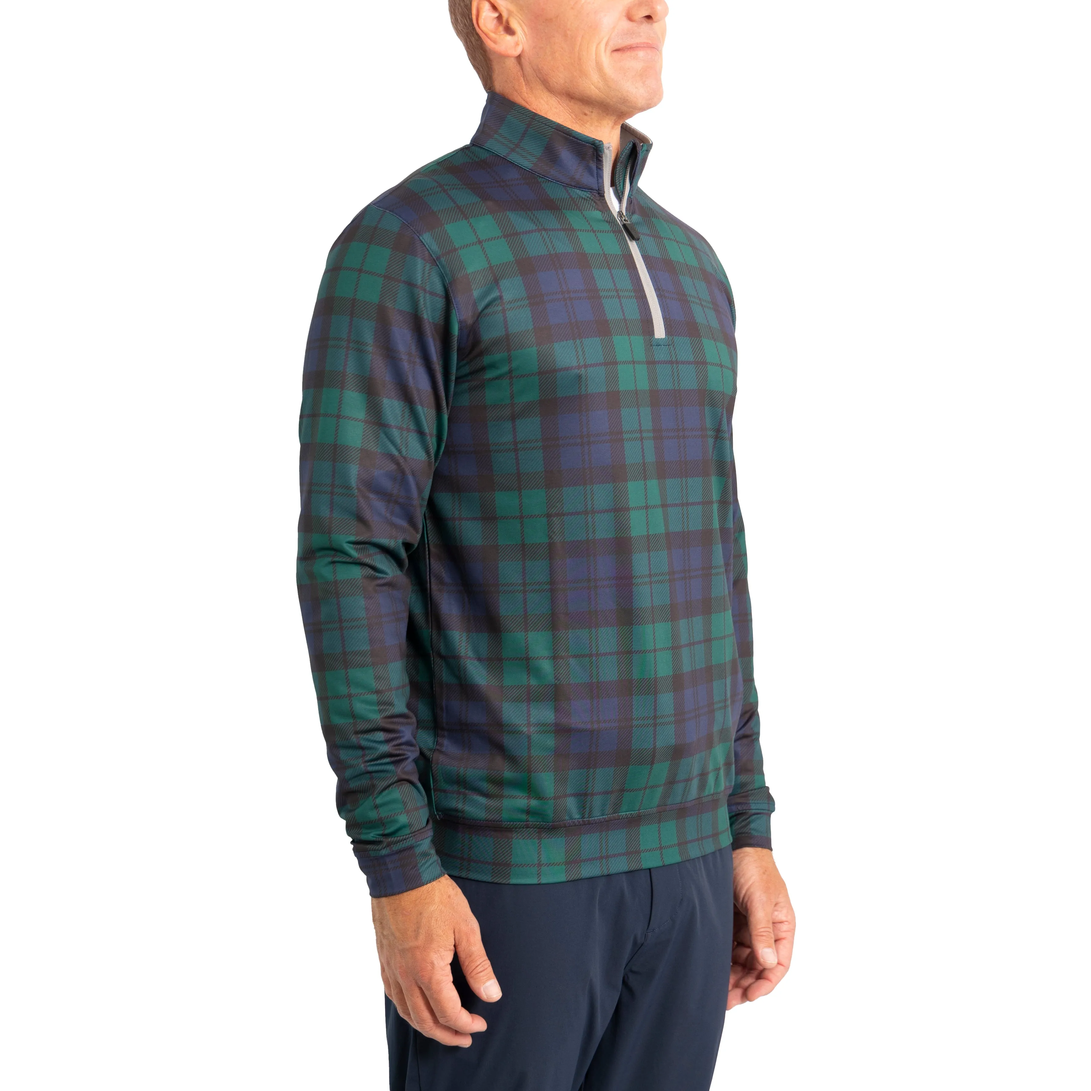 Glenmuir Wick Quarter Zip Lightweight Performance Golf Midlayer - Tartan