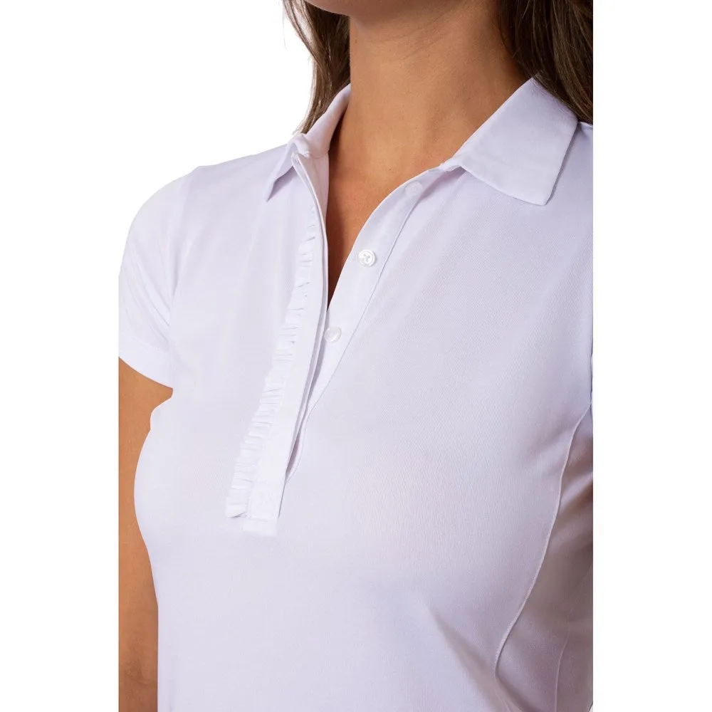 Golftini Women's Short Sleeve Ruffle Golf Polo Shirt - White