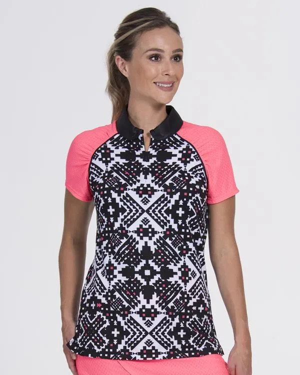 Grace Polo Aztec/Coral - FINAL SALE