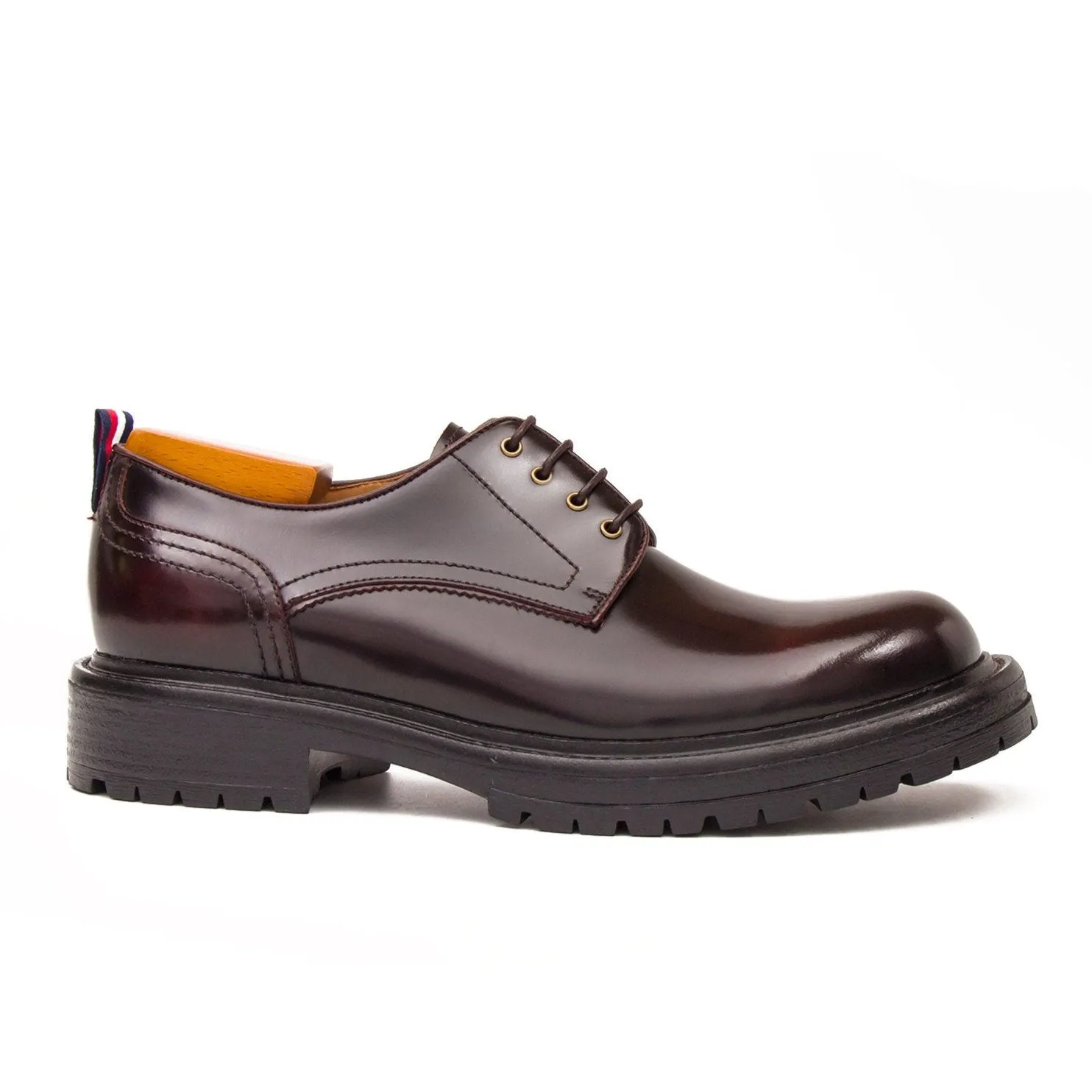 Handcrafted Big Toe Derby Shoes with Thick Sole  Wine red