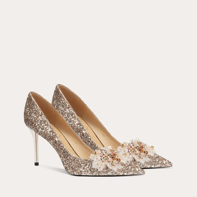 High Heels with Diamonds Wedding Shoes