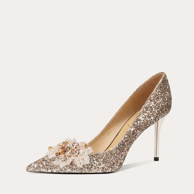 High Heels with Diamonds Wedding Shoes