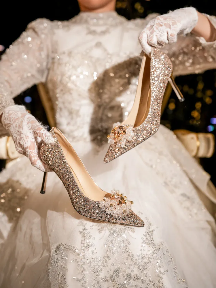 High Heels with Diamonds Wedding Shoes