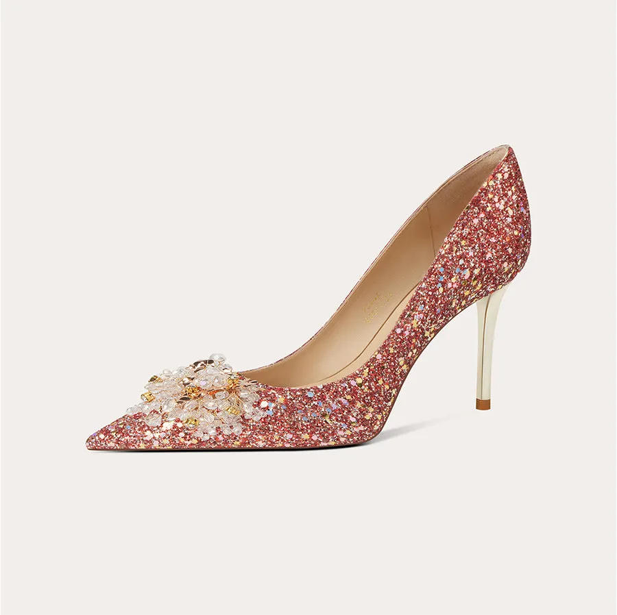 High Heels with Diamonds Wedding Shoes