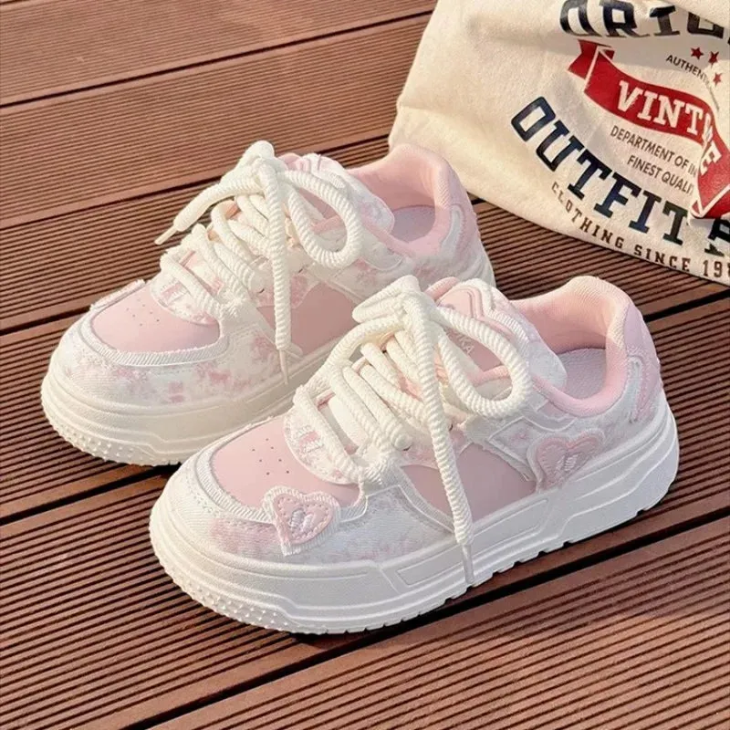 Hnzxzm Sweet Women Sneakers Pink Kawaii Design Fashion Womens Sports Shoes Cute Patchwork Korean Style Casual Female Shoes