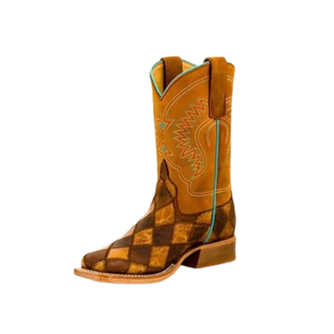 Horse Power Kid's Crazy Train Patchwork Western Boot