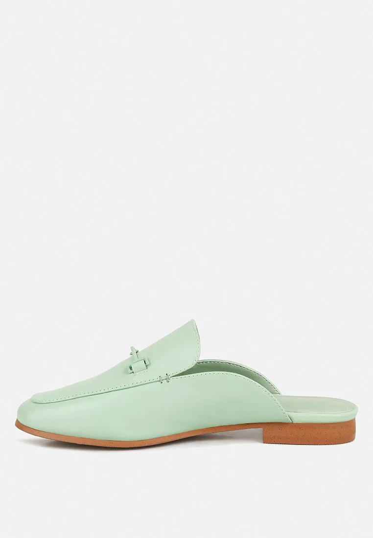 KRISTY Horsebit Embellished Mules in Mint Green