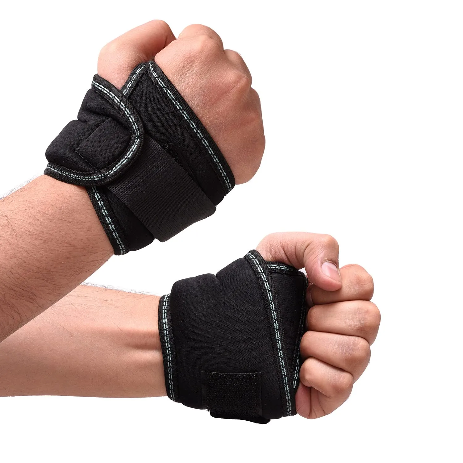 Kuber Industries Wrist Brace with Thumb Loop | Drytex Wrist Supporter for Gym | Nylon Wrist Wrap Band Strap for Men and Women | Pain Relief Band | 1 Pair | Black