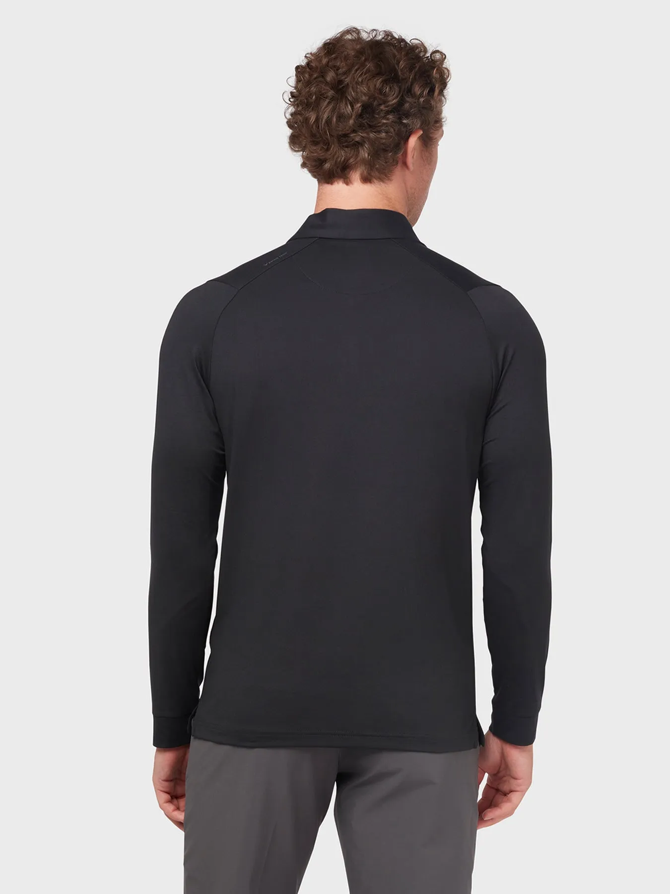 Long Sleeve Performance Polo In Caviar