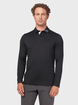 Long Sleeve Performance Polo In Caviar