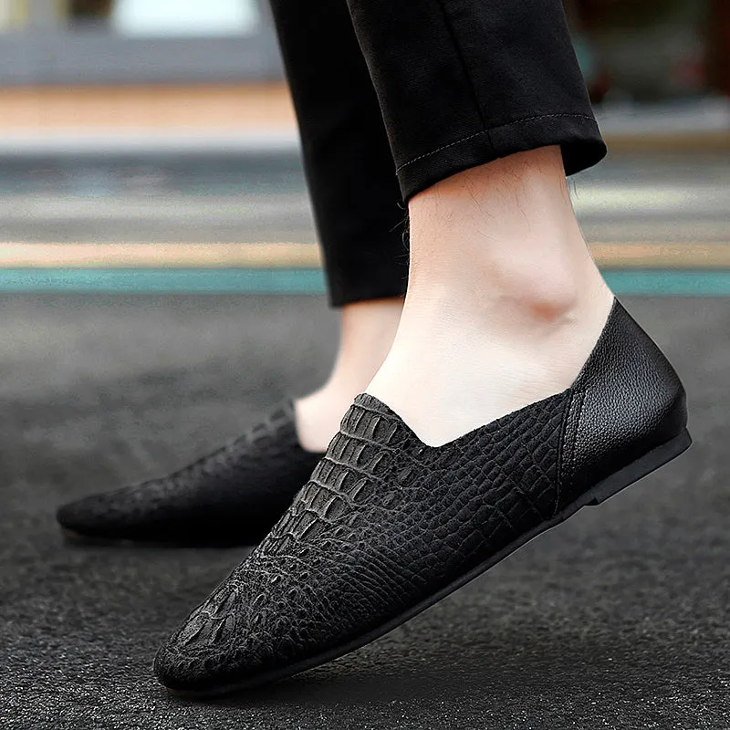 Luxury CrocLeather Comfort Driving Loafers