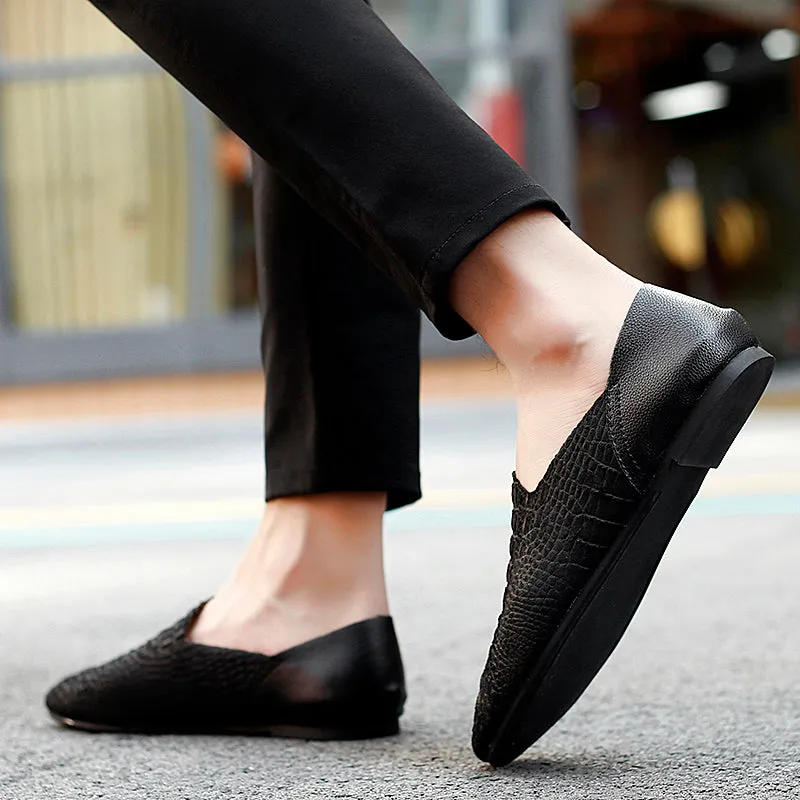 Luxury CrocLeather Comfort Driving Loafers