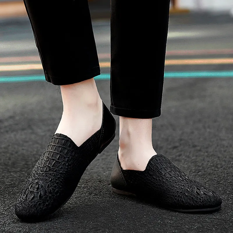 Luxury CrocLeather Comfort Driving Loafers