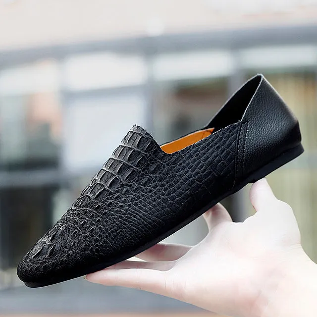 Luxury CrocLeather Comfort Driving Loafers