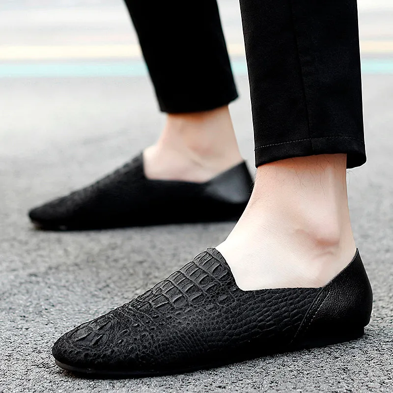 Luxury CrocLeather Comfort Driving Loafers