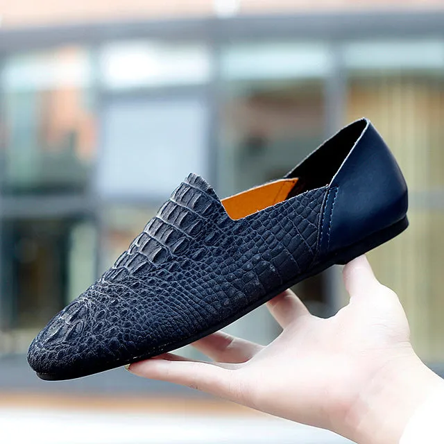 Luxury CrocLeather Comfort Driving Loafers