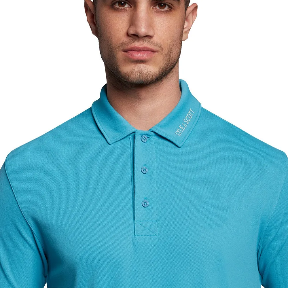 Lyle & Scott Tonal Eagle Tech Collar Logo Polo - Moonstone Blue