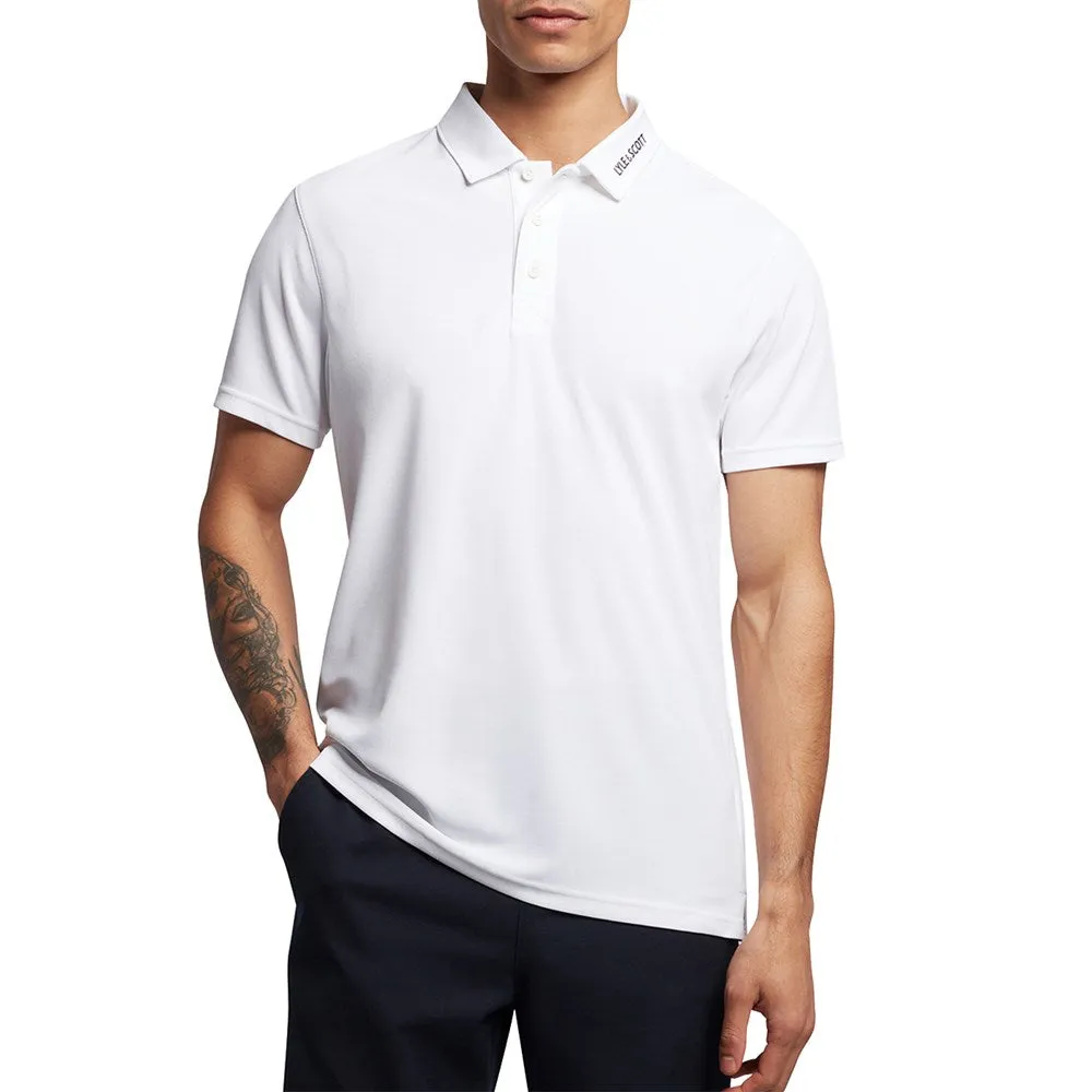 Lyle & Scott Tonal Eagle Tech Collar Logo Polo - White