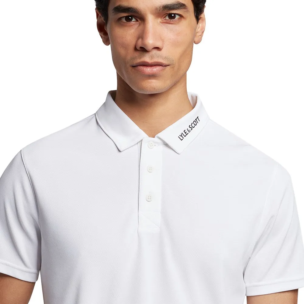 Lyle & Scott Tonal Eagle Tech Collar Logo Polo - White