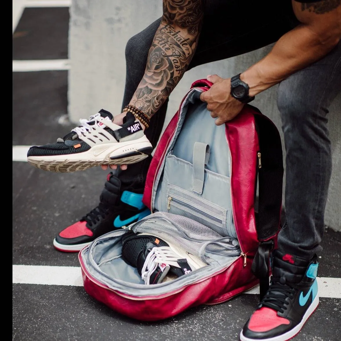 Maroon Tumbled Leather Commuter Bag