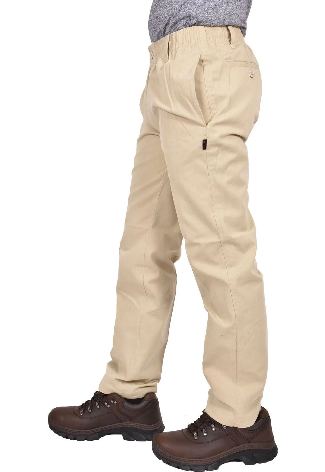 Men Elasticated Waist Work Casual Rugby Trouser - Beige