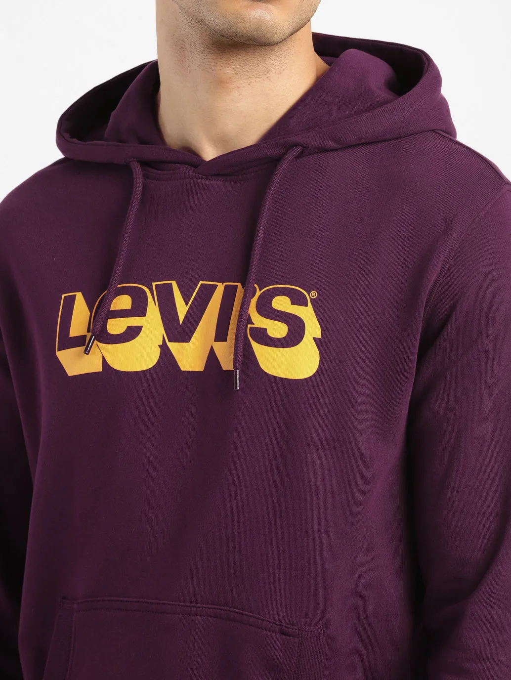 Men's Graphic Print Maroon Hooded Sweatshirt