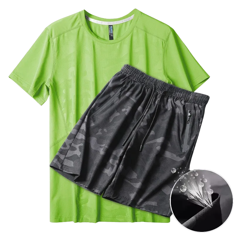 Men's Ice Silk T-shirt Shorts Breathable Stretch Quick Dry Short Sleeve Leisure Fitness Golf Football Basketball Cycling Sports