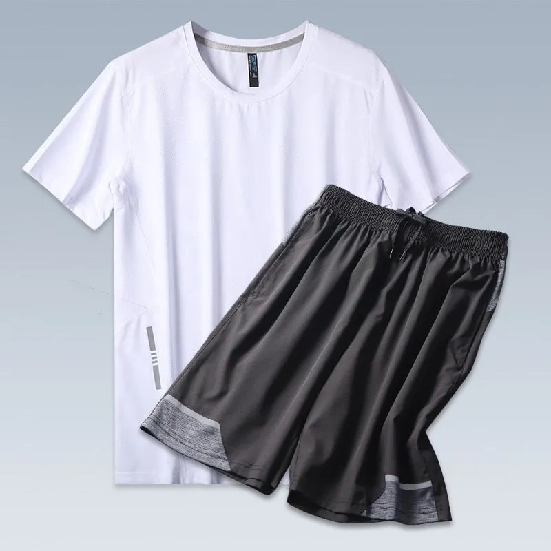 Men's Ice Silk T-shirt Shorts Breathable Stretch Quick Dry Short Sleeve Leisure Fitness Golf Football Basketball Cycling Sports