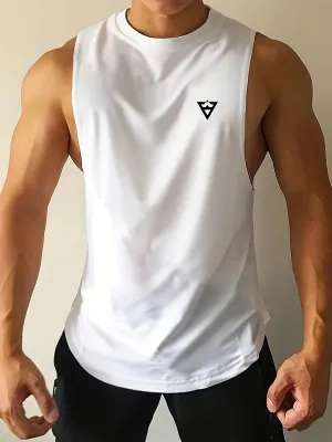 Men's Solid Tank Top - Quick-Dry Stretch Crew Neck Sleeveless Shirt for Gym & Fitness