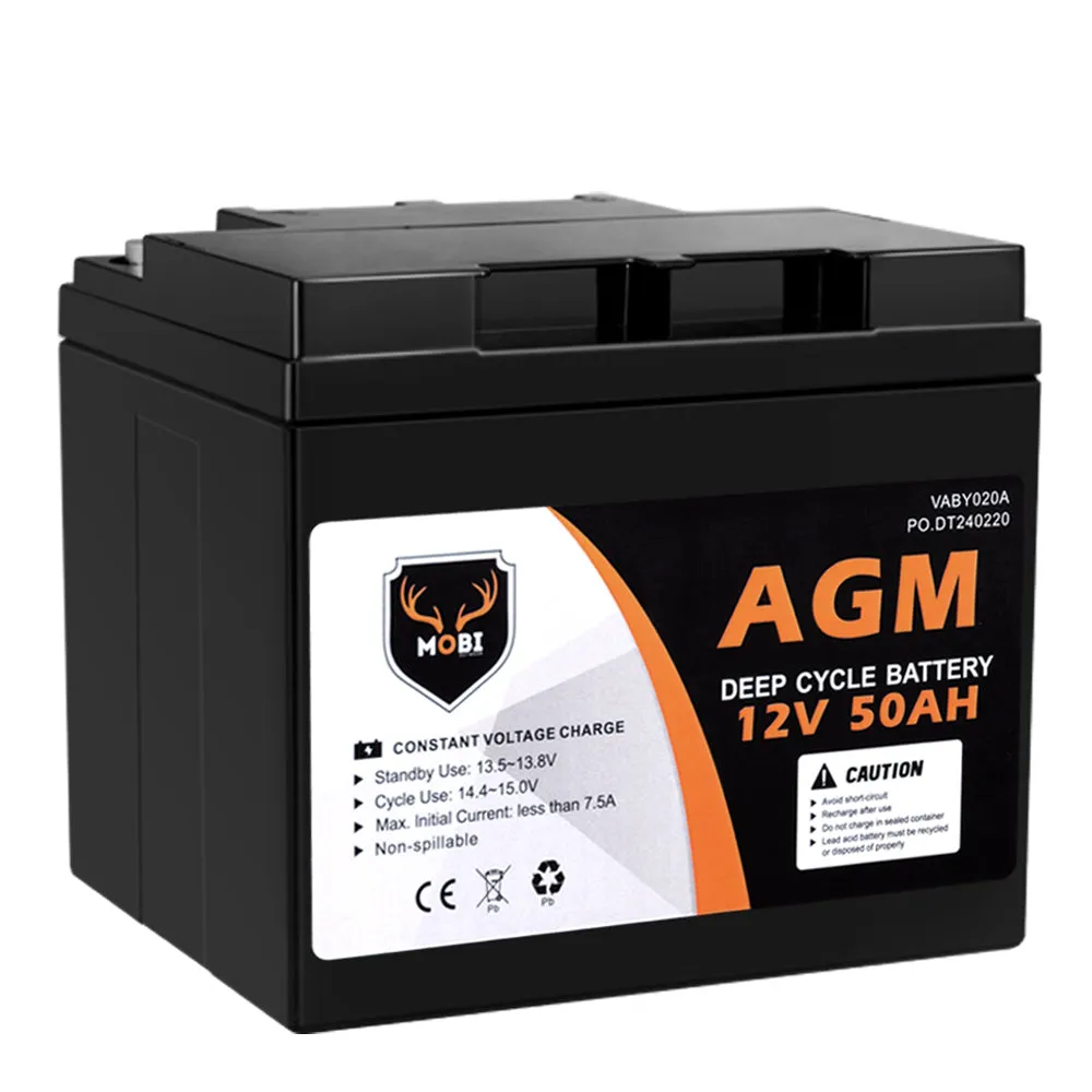 Mobi 12V 50AH AGM Battery Deep Cycle Mobility Scooter Golf Cart Camping