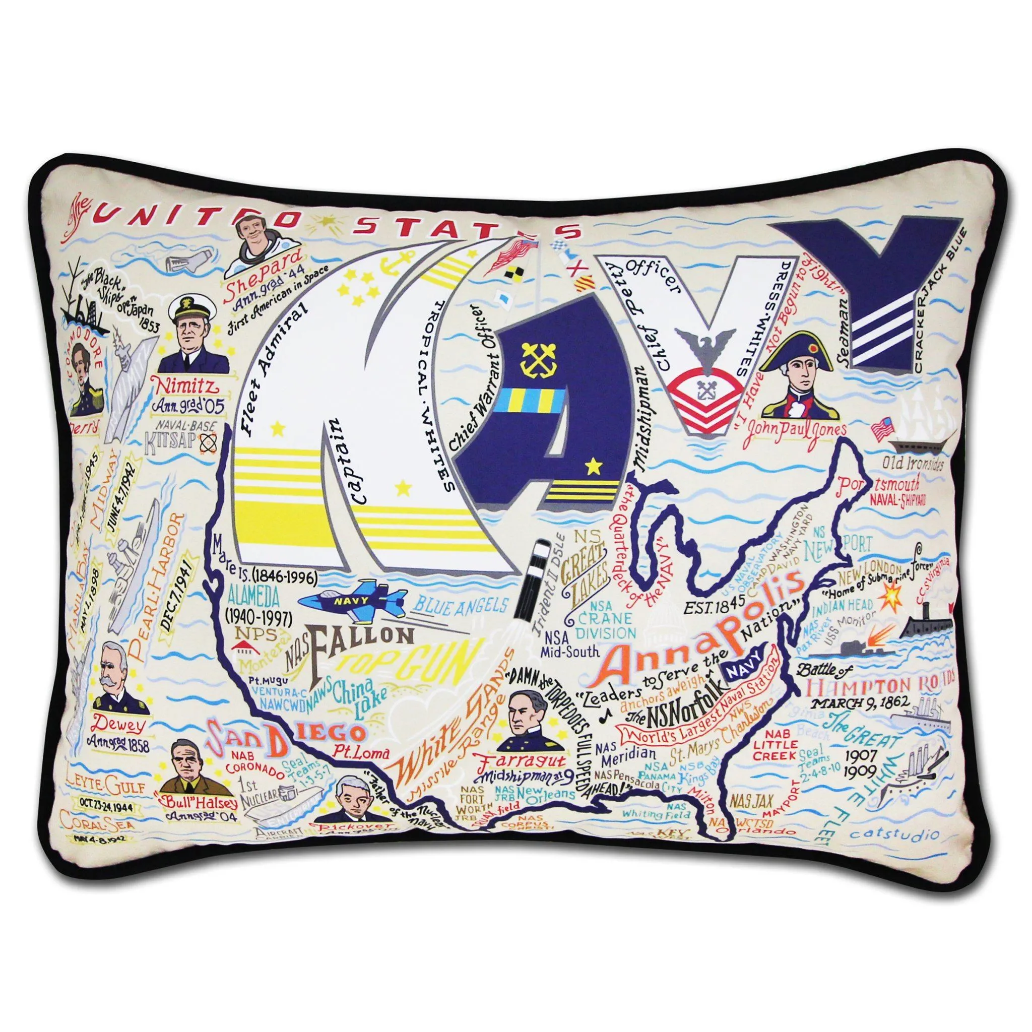 Navy Printed Pillow