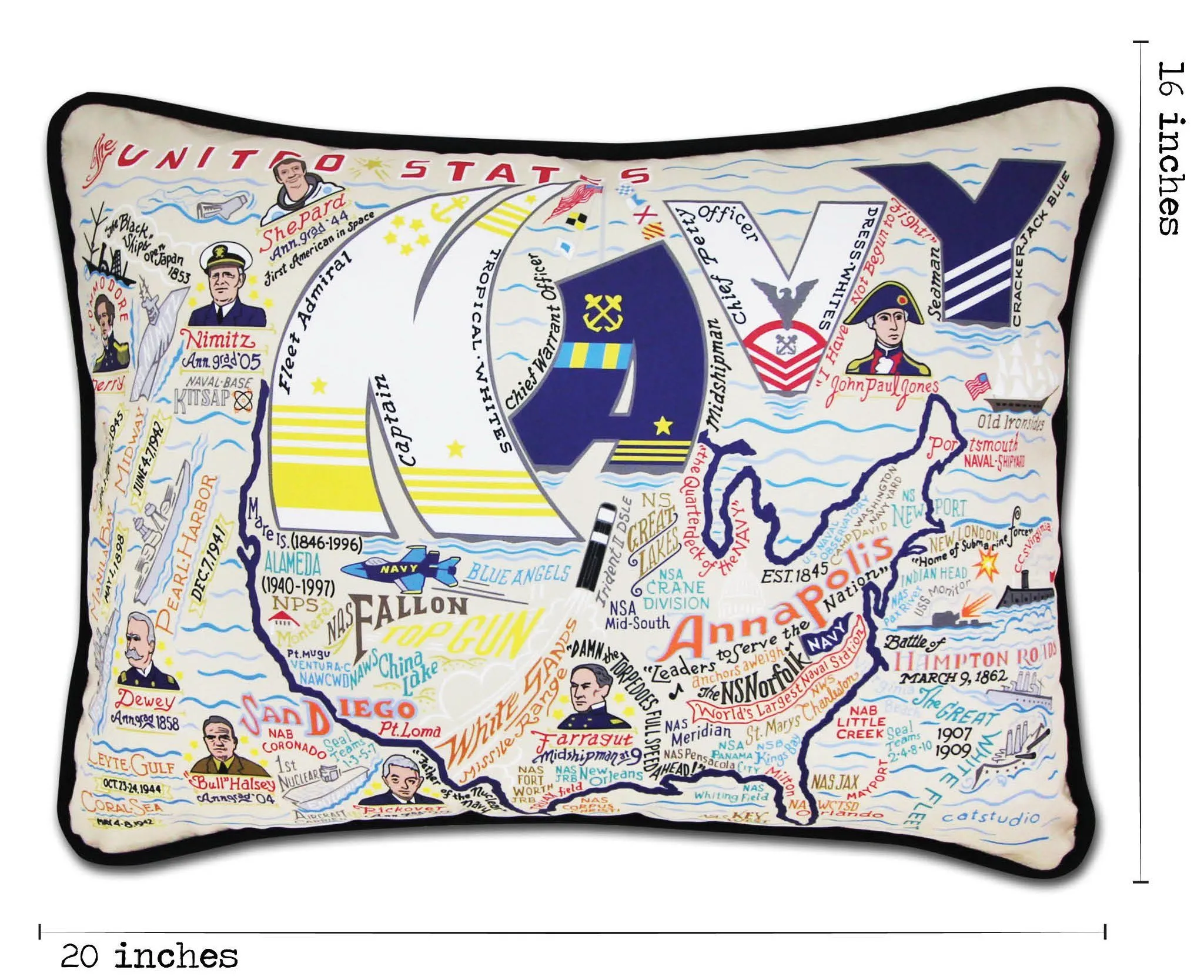 Navy Printed Pillow