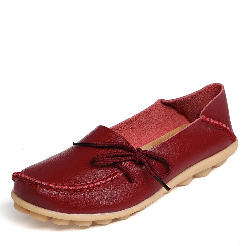 New Women Real Leather Shoes Moccasins Mother Loafers Soft Leisure Flats Female Driving Casual Footwear Size 35-42 In 15 Colors