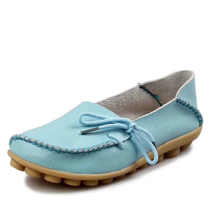 New Women Real Leather Shoes Moccasins Mother Loafers Soft Leisure Flats Female Driving Casual Footwear Size 35-42 In 15 Colors