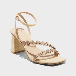 New - Women's Mirabel Strappy Heels - A New Day Beige 12