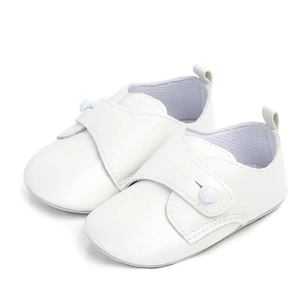 Newborn Boys Shoes Infant Leather Moccasins Casual Buttons Loafers Toddler Girls Solid First Steps Trainers for Learning Walking