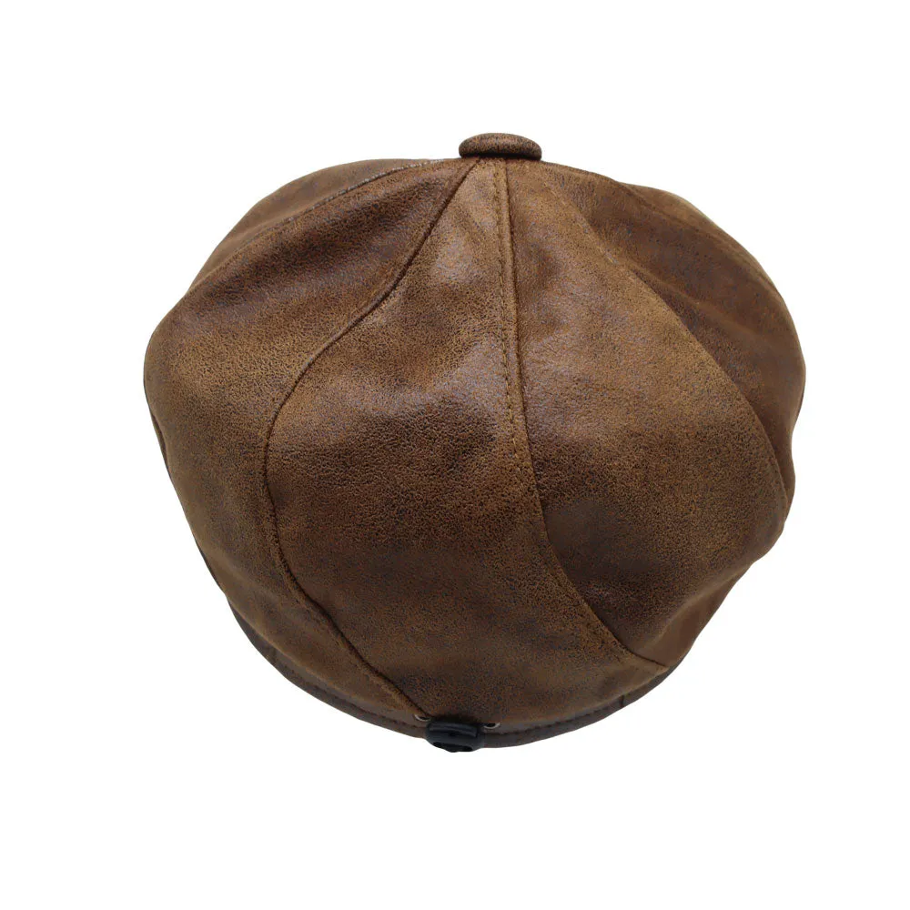 Newsboy Hat Cabbie Beret Driving Applejack Cap Faux Leather SLG1424