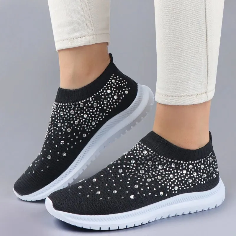 OCW Women Crystal Breathable Slip On Walking Summer Shoes