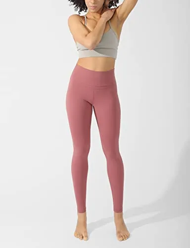 ODODOS Women's High Waisted Yoga Leggings with Inner Pocket, 28" Full Length Sports Athletic Running Tights Workout Yoga Pants, Raspberry, Small