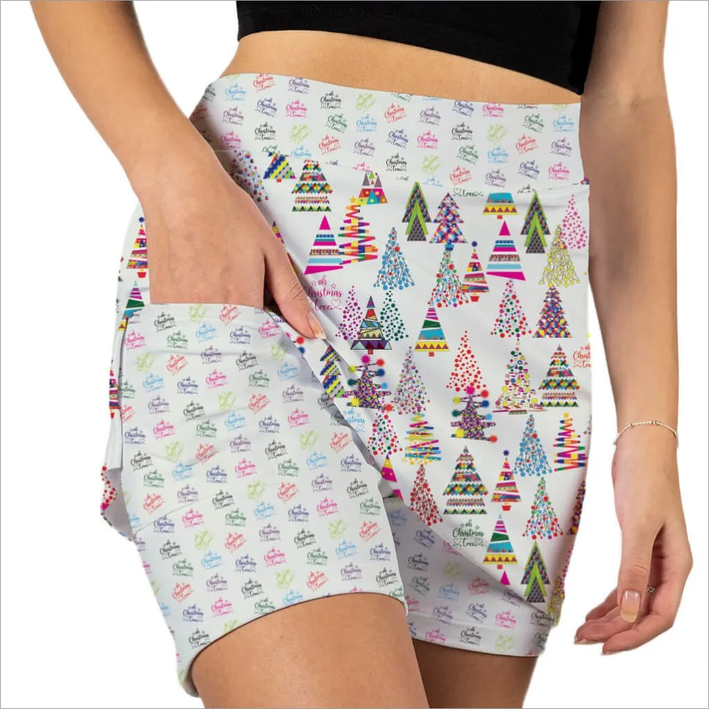 OH CHRISTMAS TREE PRINTED SKORT