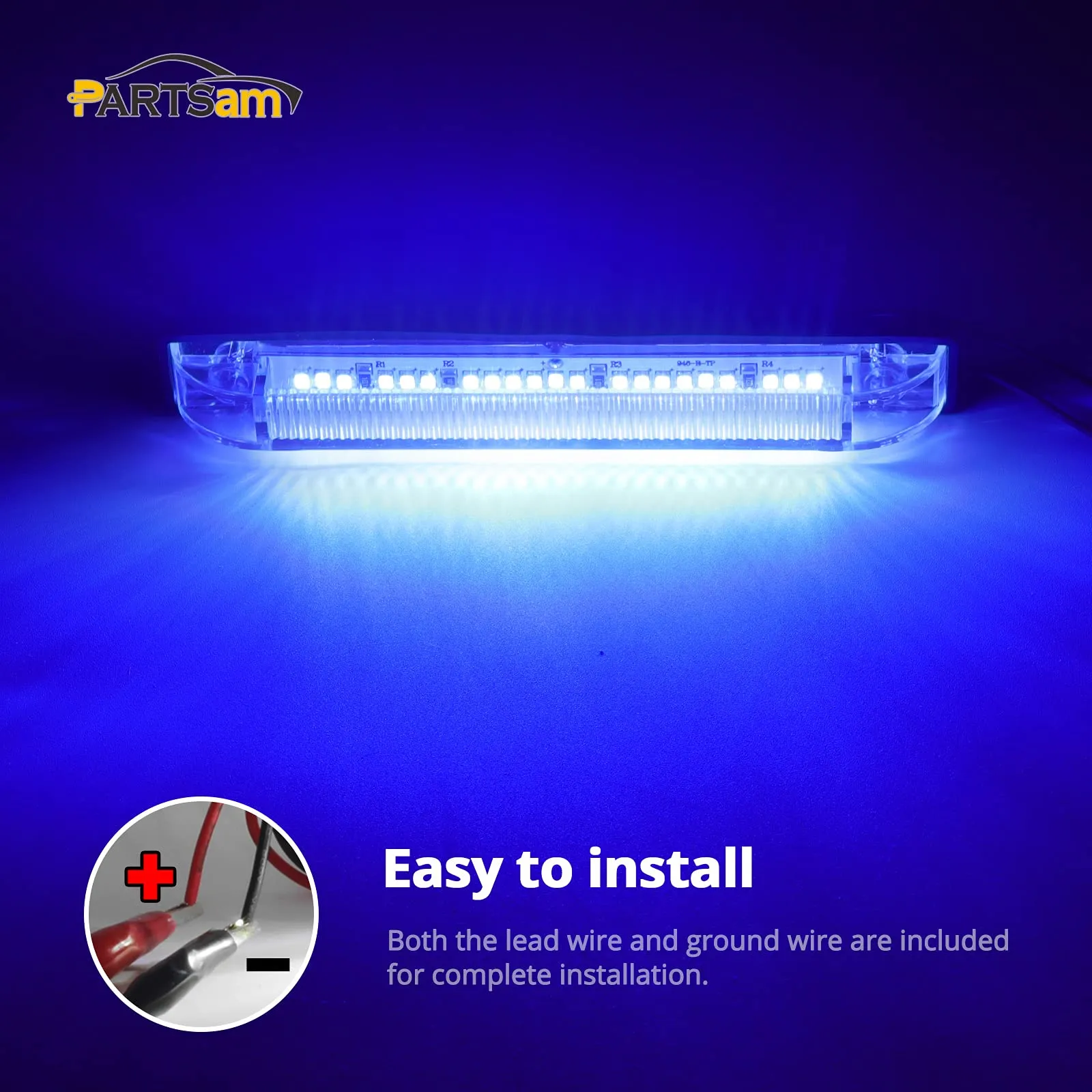 Partsam 6" Blue Underwater Led Trailer RV Boat Light Strip Bar