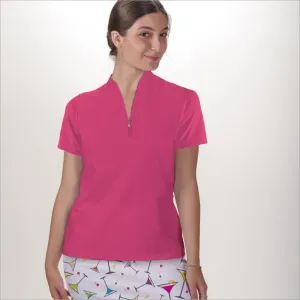 PINK POLO QUARTER ZIP TOP