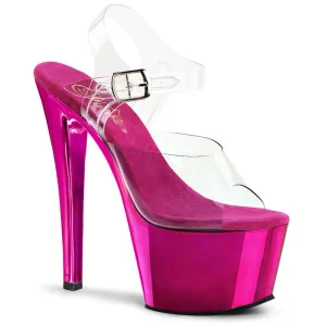 Pleaser Sky308 Amelia - Clear/Hot Pink Chrome