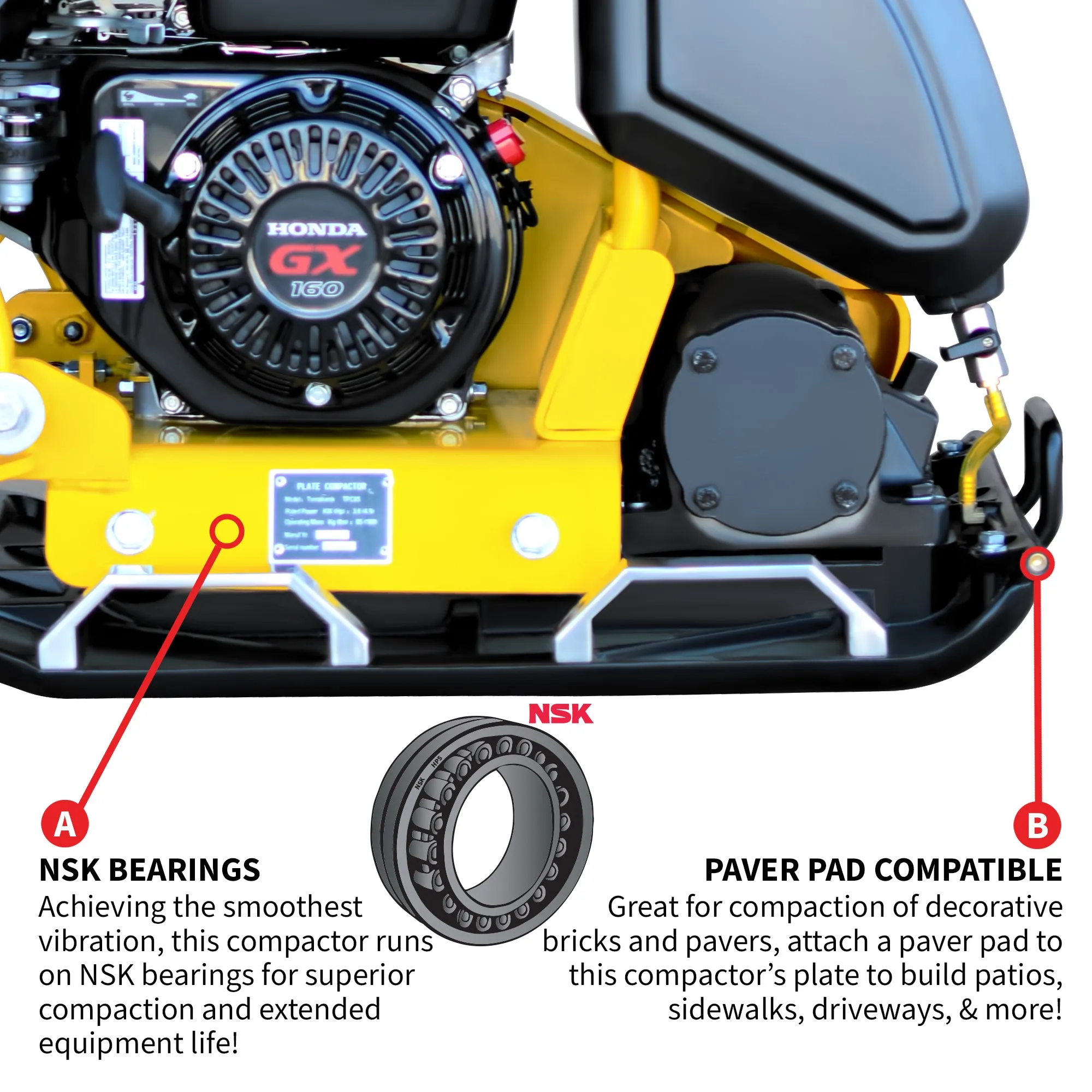 Pre Order: 5.5 HP Honda Vibratory Plate Compactor 23x17" for Soil Asphalt Paver Compaction