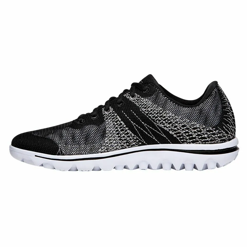 Propet Women Active Walking Shoes - TravelActiv Knit WAT002K- Black/White