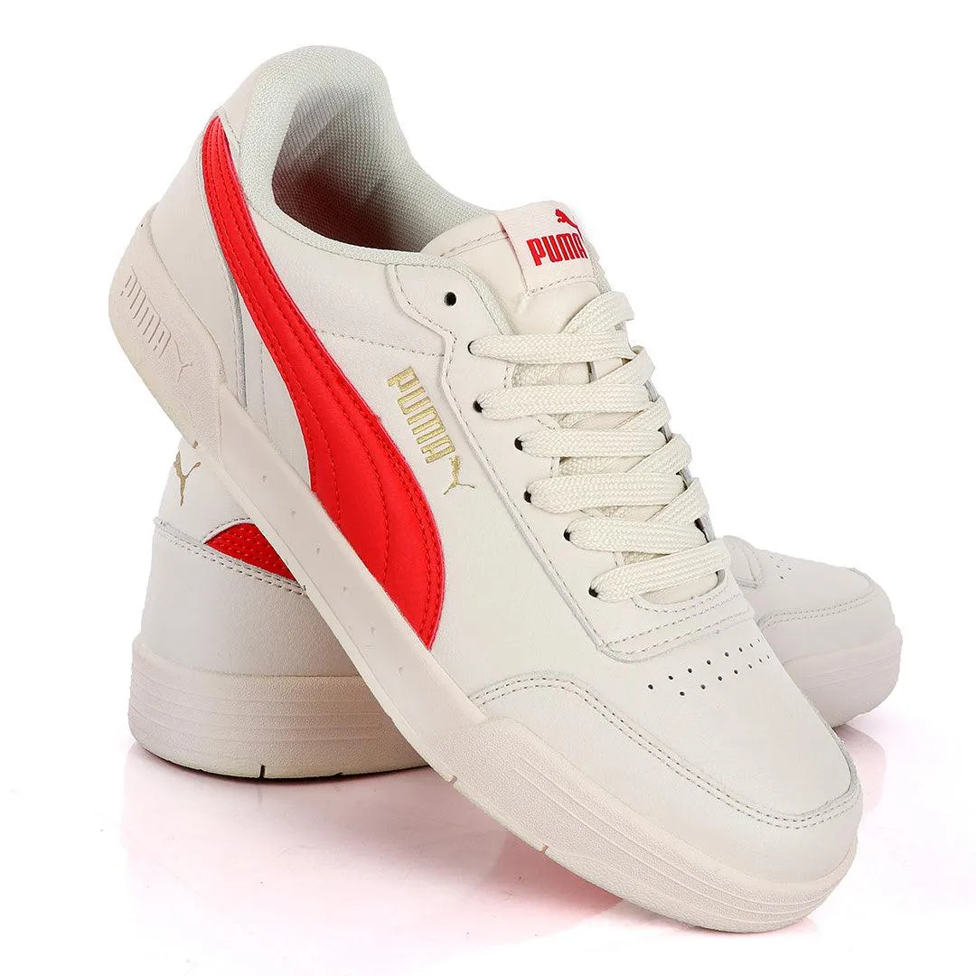 Puma Soft Foam Optimal Comfort Off-White And Red Leather Sneakers