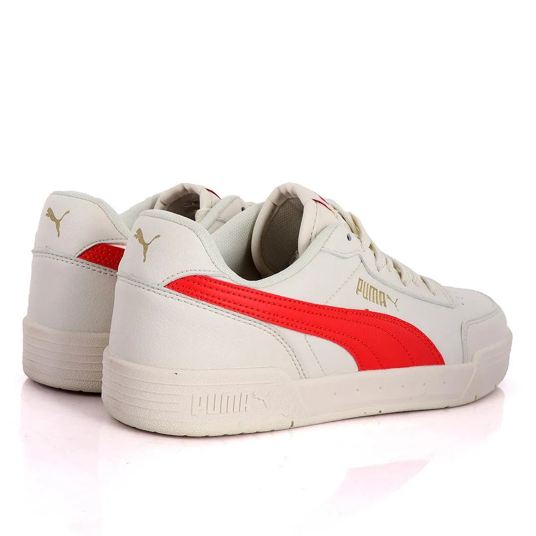 Puma Soft Foam Optimal Comfort Off-White And Red Leather Sneakers